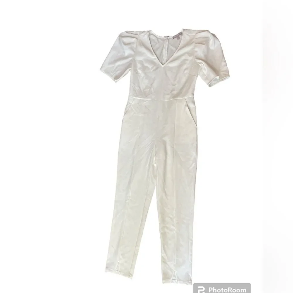 CHELSEA 28 Puff Sleeve Jumpsuit Size S in Ivory